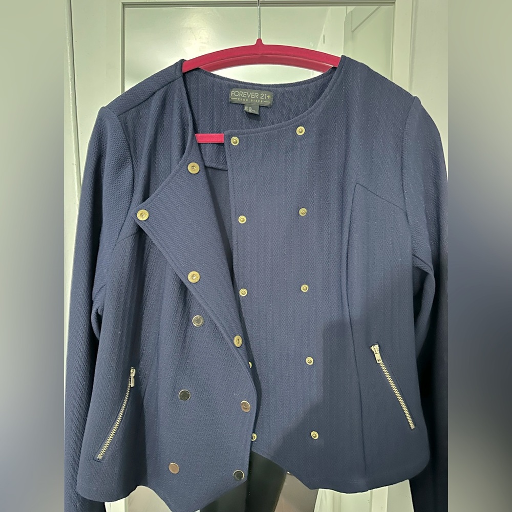 Forever 21 Plus Navy Blazer with Gold hardware